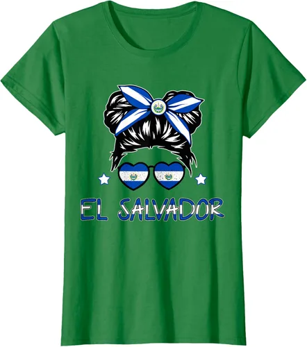 Vista 30 de Camiseta de El Salvador para Niñas Bandera Patrimonio Hispano Salvadoreño