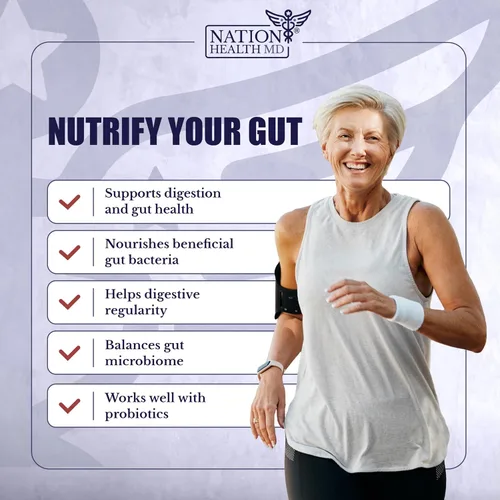 Vista 3 de Suplemento de prebióticos para la salud intestinal y la digestión, fibra prebiótica con XOS, inulina, raíz de achicoria, alcachofa de Jerusalén