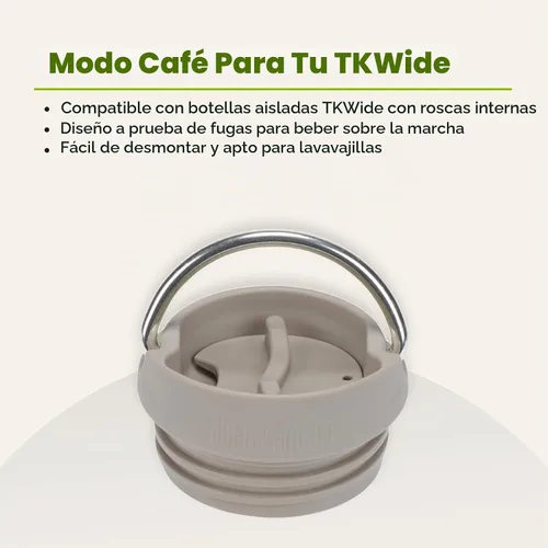 Vista 7 de Klean Kanteen TKWide - Tapa de café aislada a prueba de fugas, sin BPA, apta para lavavajillas, color gris pardo