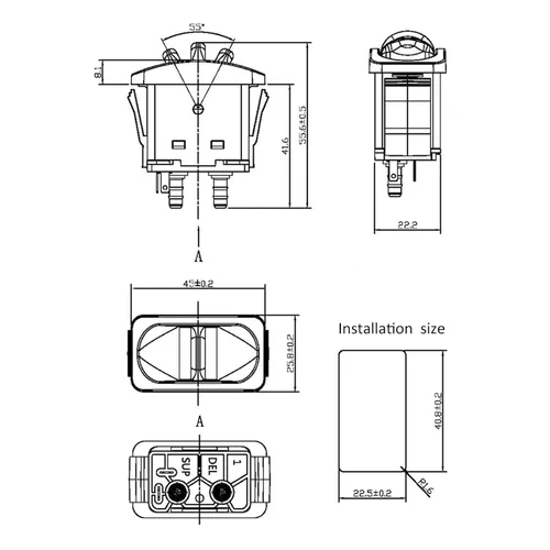 Vista 2 de Interruptor de activación con resorte de aire, kit de suspensión neumática ABS ON Off ON ON Lift Universal para asiento de suspensión neumática