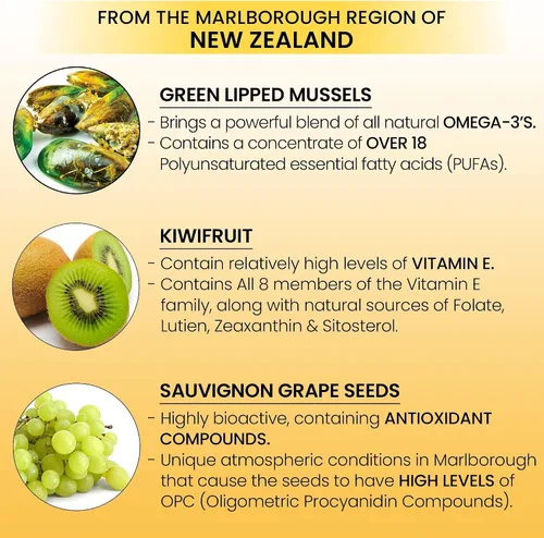 Vista 5 de Aceite de mejillón con labios verdes de Nueva Zelanda Omega 3, tapa suave para apoyo articular y movilidad, apoyo cardíaco e inmunológico, sin