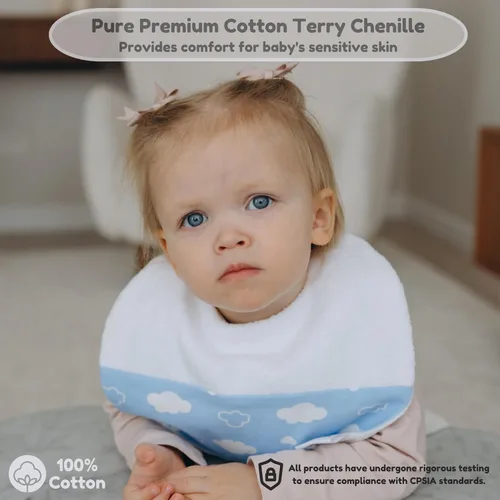 Vista 5 de Babero de gran tamaño para bebé, baberos impermeables extra grandes para niños de 6 a 24 meses, 100% algodón y bambú