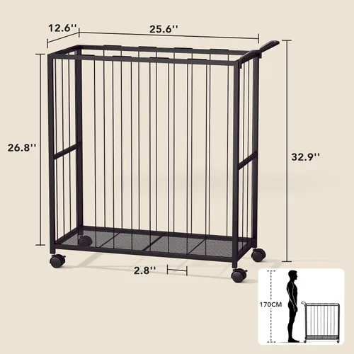 Vista 3 de Homsorout Cesta de almacenamiento de bolas, carrito de pelotas deportivas rodantes, organizador de garaje de metal, almacenamiento de canasta
