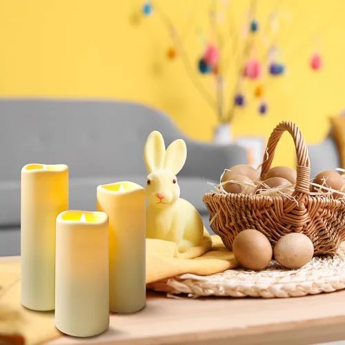 Vista 7 de Velas LED sin llama, paquete de 1, vela impermeable para exteriores con control remoto y temporizador, velas falsas de pilar parpadeantes