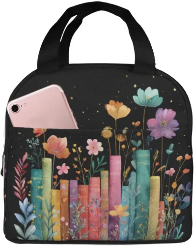 Vista 43 de Lonchera con diseño a cuadros azules aislada, bolsa térmica para almuerzo para adultos, niños, niñas, mujeres, oficina, trabajo, escuela, picnic