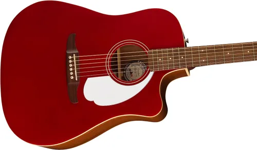 Vista 7 de Redondo Player, diapasón de nogal, golpeador blanco, rojo manzana caramelo