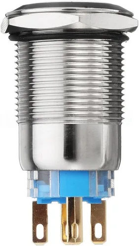 Vista 5 de ESUPPORT Interruptor de palanca de metal con botón de contacto momentáneo, luz LED azul, de 12V, para auto, vehículo, faro, 19mm, para arranque