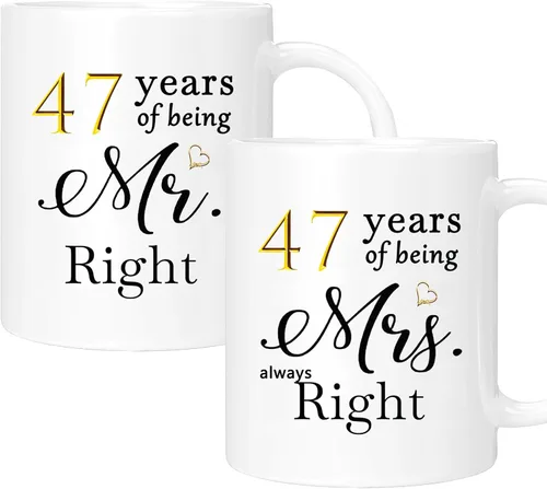 Vista 32 de Juego de 2 tazas de café para el 10º aniversario, regalos de boda para parejas, padres, hombres, mujeres, marido, esposa, él, ella, caja de regalo