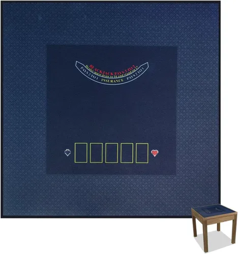 Vista 6 de BALIKEN Cuadrado 40x40 pulgadas Texas Holdem Poker Mat y Blackjack Mesa Casino Fieltro Portátil Casino Mat (Azul)