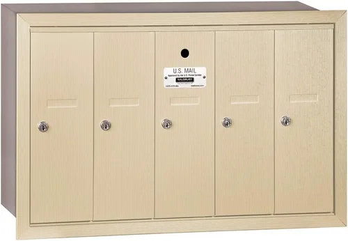 Vista 4 de Salsbury Industries Buzón vertical empotrado 3505ARU con 5 puertas y acceso USPS, aluminio