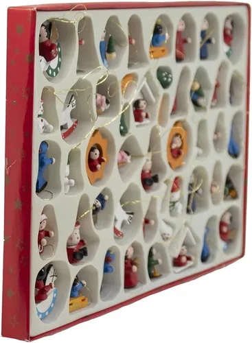 Vista 4 de Kurt Adler juego de pequeños adornos de navidad de madera, 48