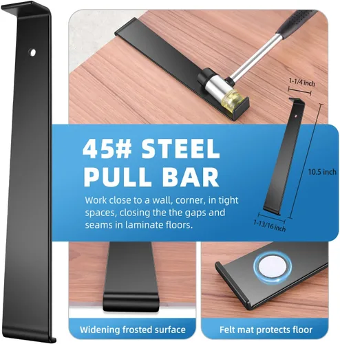 Vista 9 de Kit de 43 piezas para herramientas de suelo laminado, kit de instalación LVP, herramientas para suelos de vinilo, taco de golpeteo con mango