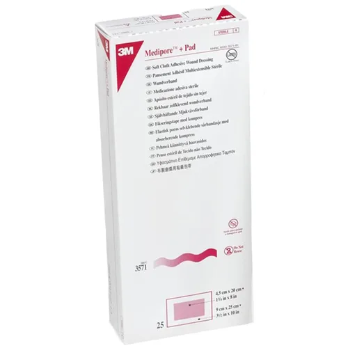 Vista 3 de 3M Medipore +Pad - Apósito adhesivo para heridas de tela suave, estéril, blanco, 3 1/2 x 10 pulgadas, 1 unidad, 100 paquetes, 100 en total