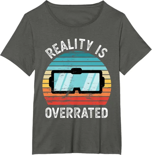 Vista 15 de Reality is Overrated VR - Camiseta divertida de regalo de realidad virtual, Negro, S
