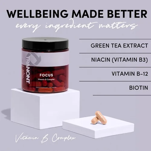 Vista 4 de Tranont Complejo Focus Vitamina B – Mejora la claridad mental, la energía y la salud inmunológica con suplementos naturales, té verde y suplemento
