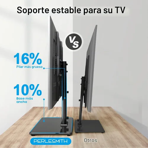 Vista 4 de PERLESMITH - Soporte universal para TV de mesa para televisores LCD LED OLED 4K de pantalla plana de 32 a 65 pulgadas - Soporte de TV de altura