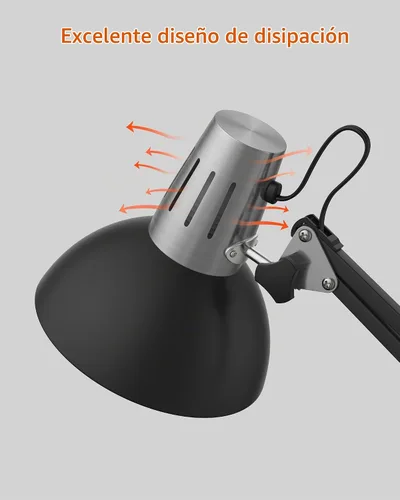 Vista 8 de LEPOWER Lámpara de escritorio ajustable de metal con abrazadera, brazo Negro