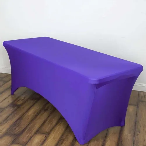 Vista 33 de Efavormart - Mantel rectangular de elastano elástico beige de 4 pies