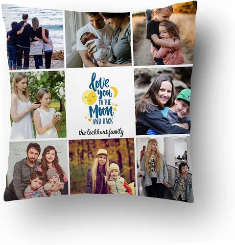 Vista 34 de Almohada fotográfica personalizada. Personalizada con imágenes para cumpleaños, aniversario y Navidad. (inserto + funda)