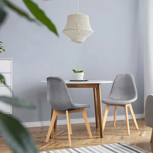 Vista 8 de giantex - juego de 4 Sillas de comedor con patas de madera, diseño moderno