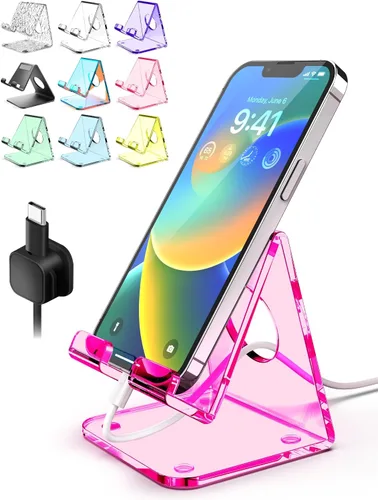 Vista 13 de Soporte acrílico para teléfono celular, soporte para teléfono Transparente