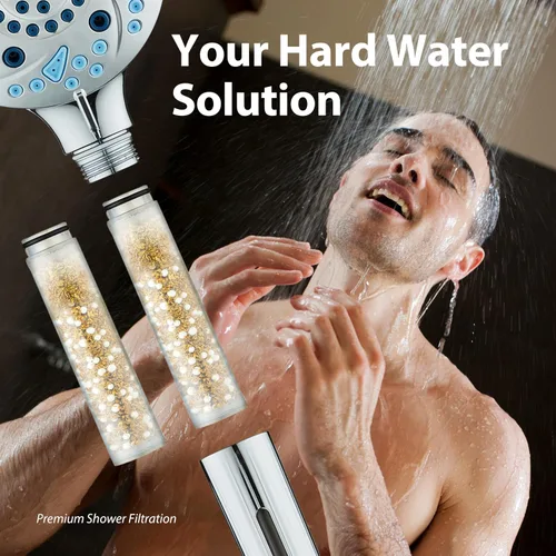 Vista 7 de AquaCare 2-pack, cartucho de repuesto para filtro de ducha American KDF Pure Stay-Clean para las cabezas de ducha de mano más avanzadas del mundo