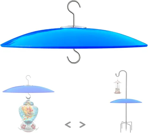 Vista 15 de Protector de lluvia de vidrio de 13 pulgadas para comedero de pájaros al aire libre – deflector en poste de pastor/poste o gancho en S colgante