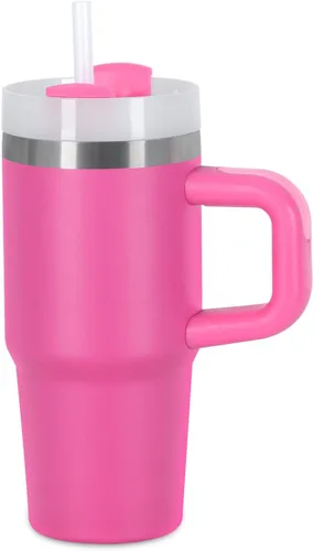 Vista 14 de Muwnrol Vaso de 14 onzas con asa y popote para niños, vaso de acero inoxidable aislado al vacío que mantiene el frío, el calor y el hielo, regalos