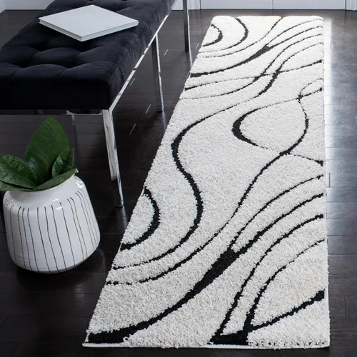 Vista 60 de Safavieh Florida Shag Collection - Alfombra de área de 2 x 3 pies, color crema/beige, diseño geométrico, felpa de 1.2 pulgadas de grosor, ideal
