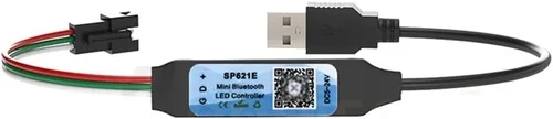 Vista 3 de USB 5-24V SP621E Mini controlador LED Bluetooth Control APP para WS2811 WS2812B SK6812 Pixeles Dream Color LED Strip (con conector USB)