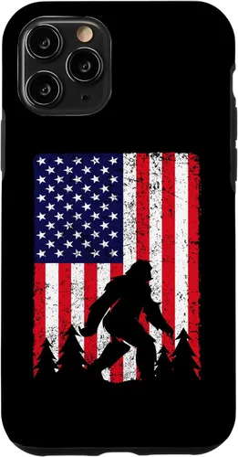Vista 10 de Funda patriótica para iPhone 15 Bigfoot 4 de julio con la bandera de Estados Unidos