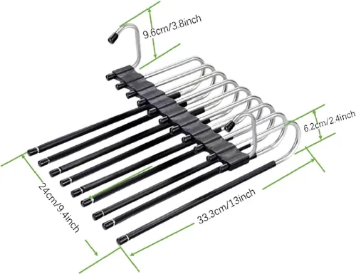 Vista 2 de Percha para pantalones de 9 capas, ahorro de espacio, perchas Negro