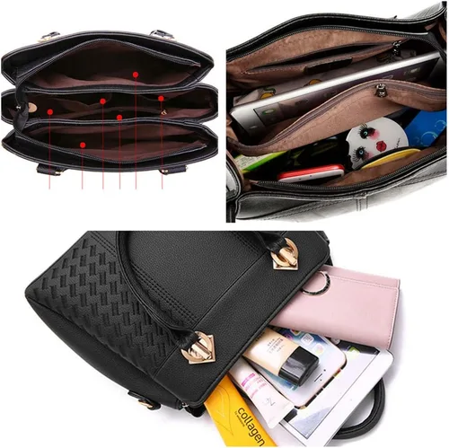Vista 7 de Bolso de mano con asa superior para mujer, bolso de cuero PU