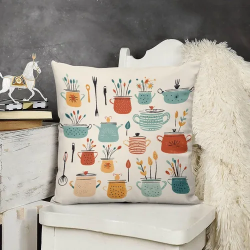 Vista 16 de Lindas fundas de almohada de terciopelo con estampado de olla y utensilios de cocina, 12 x 12 pulgadas, protector de almohada para el hogar, patio