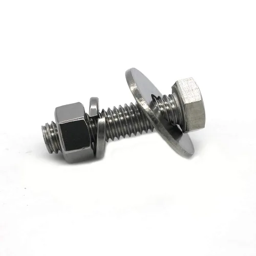 Vista 14 de Tornillos de cabeza hexagonal de acero inoxidable 3/8-16x4, tuercas, arandelas planas y de bloqueo, 18-8 (304) S/S, totalmente roscados por perno