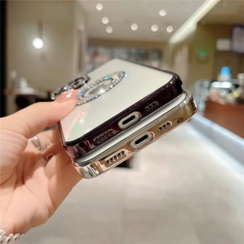 Vista 6 de Casechics - Funda compatible con iPhone 11, Diamend Rhinostone, color negro