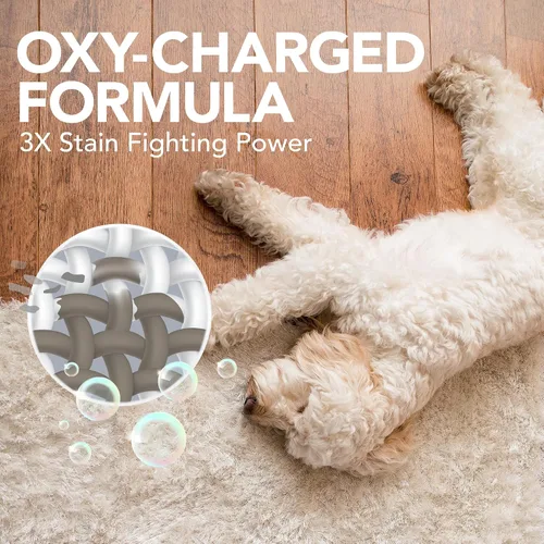 Vista 4 de Simple Solution Oxy Charged - Removedor de manchas y olores de mascotas, limpiador de mascotas, removedor de manchas de alfombras, 3 veces más poder