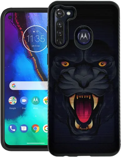 Vista 14 de CasesOnDeck Funda de agarre compatible con [Motorola Moto G Stylus (2020) [Brushed Armor] - Funda delgada y resistente, color negro mate (astronauta)