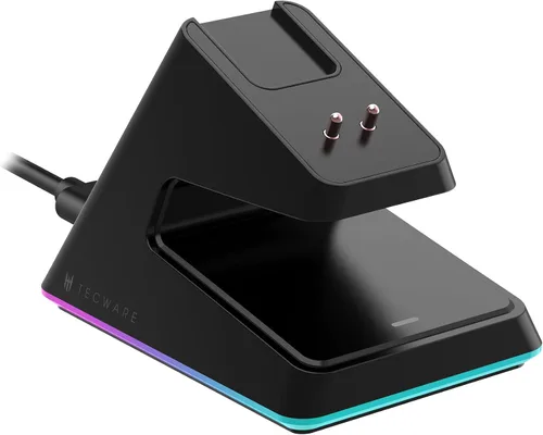 Vista 3 de TECWARE EX1 - Mouse ligero para juegos Mouse inalámbrico de 26 K DPI con pantalla OLED Diseño ultraligero de 2.08 oz Base de carga RGB Negro