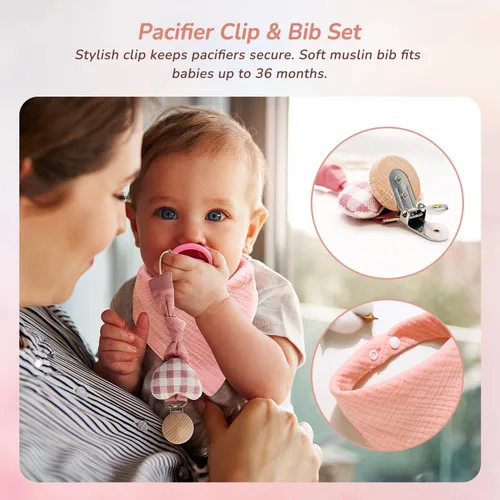 Vista 6 de Strawberry Fairy Juego de Regalo de 10 Piezas para Bebés Niñas, Artículos Esenciales para Recién Nacidos Regalos para Bebé Niña, Cesta de Regalo