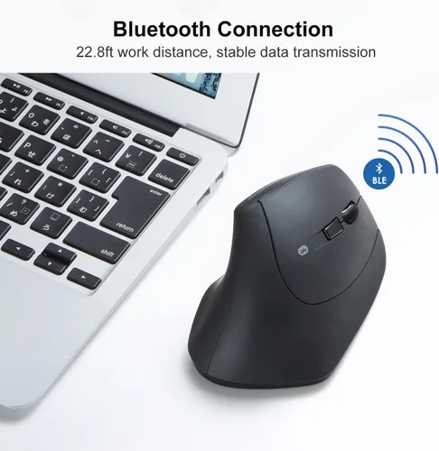 Vista 6 de SANWA - Ratón ergonómico con Bluetooth, silencioso, inalámbrico, vertical, color negro Programmable Buttons with Software, 800-1600 DPI, Cordless