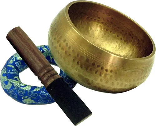 Vista 8 de Juego de cuencos tibetanos martillados a mano de grado de meditación de 5.90 pulgadas, de calidad profesional, de 2.2 libras, con sonido tibetano