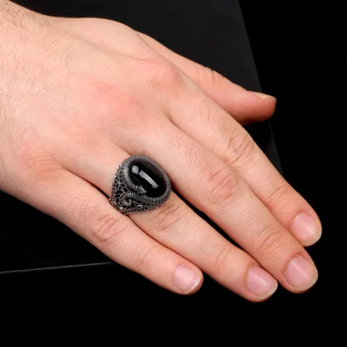 Vista 6 de Mens Handmade Ring, Black Onyx Men's Ring, Snake Ring, Black Onyx Ring Sterling Silver, Mens Onyx Snake Ring, Gift for Boyfriend