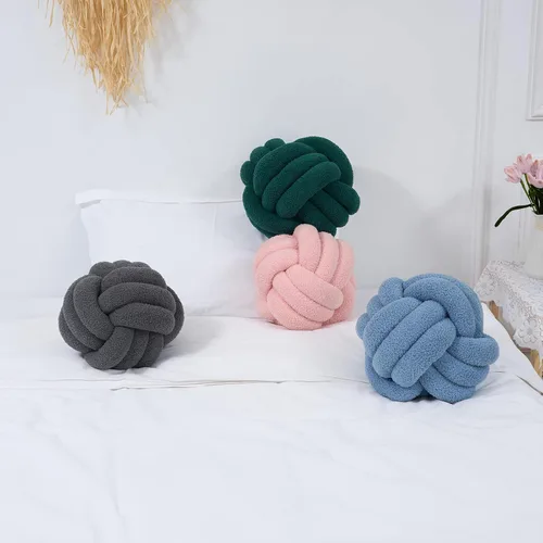 Vista 6 de Bolas de almohada de nudo, almohadas redondas decorativas, almohadas de felpa suave, decoración del hogar para sofá, cama, sofá, cojín de almohada