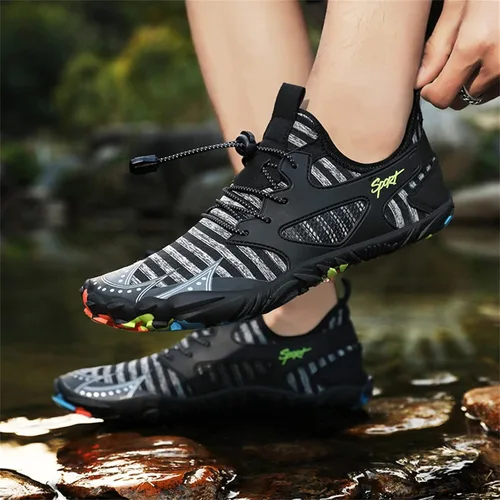 Vista 7 de APQAIKV Zapatos de correr para hombre, zapatos de agua de verano con cordones, zapatos de agua de secado rápido, zapatos de natación y hombres