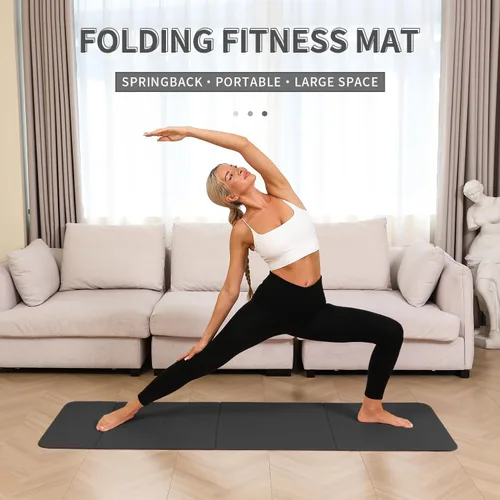 Vista 2 de PAIDU Esterilla de yoga plegable - 10mm extra gruesa, 190 x 66 cm, antideslizante, esterilla de ejercicio y fitness Certificada eco SGS, portátil