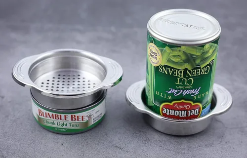 Vista 5 de Colador de latas, colador de atún, acero inoxidable 304 (18/8), apto para lavavajillas, colador de alimentos, colador de latas, fácil de limpiar