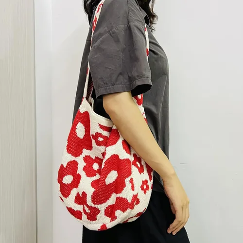 Vista 2 de Bolso cruzado de ganchillo con diseño de hadas Y2K para mujer, bolso de compras de moda, bolso de hombro de punto