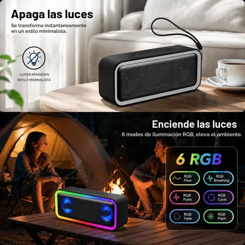 Vista 7 de IKT Altavoz Bluetooth portátil, sonido HD de 20 W, IPX7 impermeable, inalámbrico, gran sonido y graves profundos, emparejamiento TWS, 30 horas