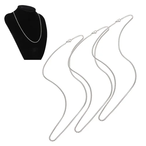 Vista 8 de Betued 3Pcs Steel Necklace 19.7in Length 0.1in Thick Stylish Design High Polish Fantasy Chain Necklace Men Chain Necklaces, Steel Necklace for Men